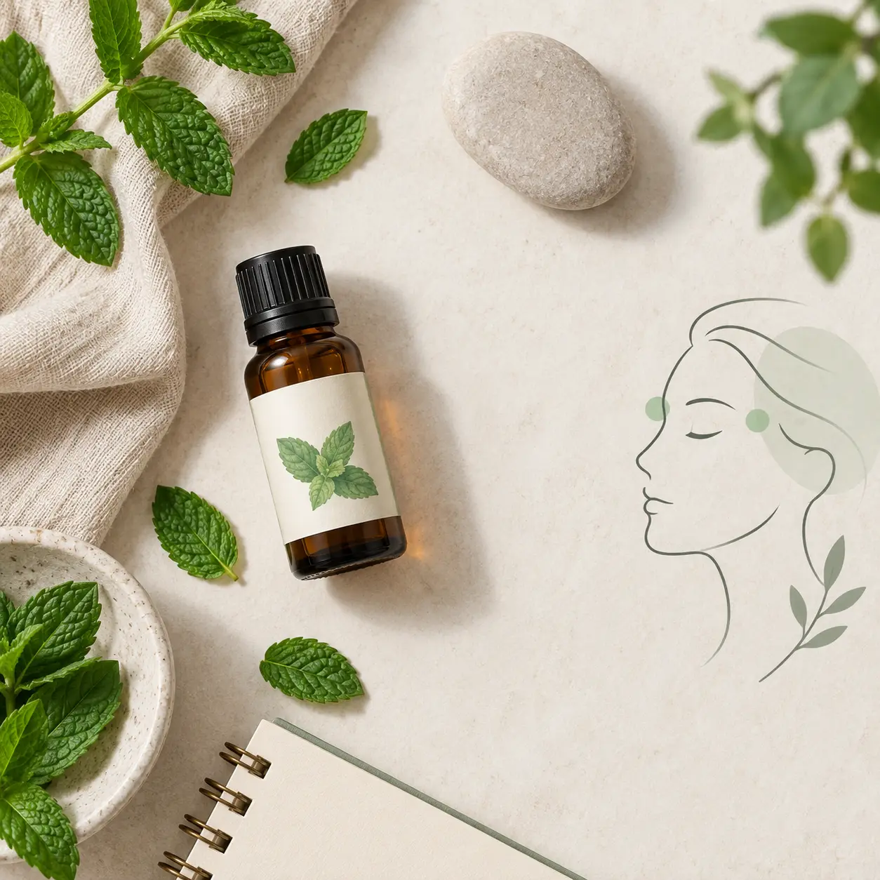 Huile essentielle et migraine : la menthe poivrée s’applique sur les tempes, loin des yeux
