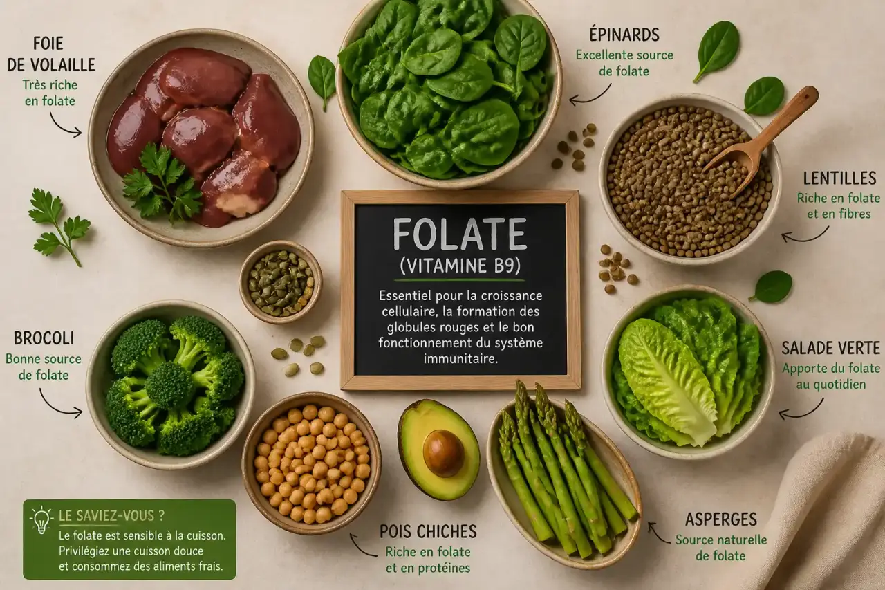Foie de volaille, épinards, lentilles : quels aliments sont vraiment riches en folate ?