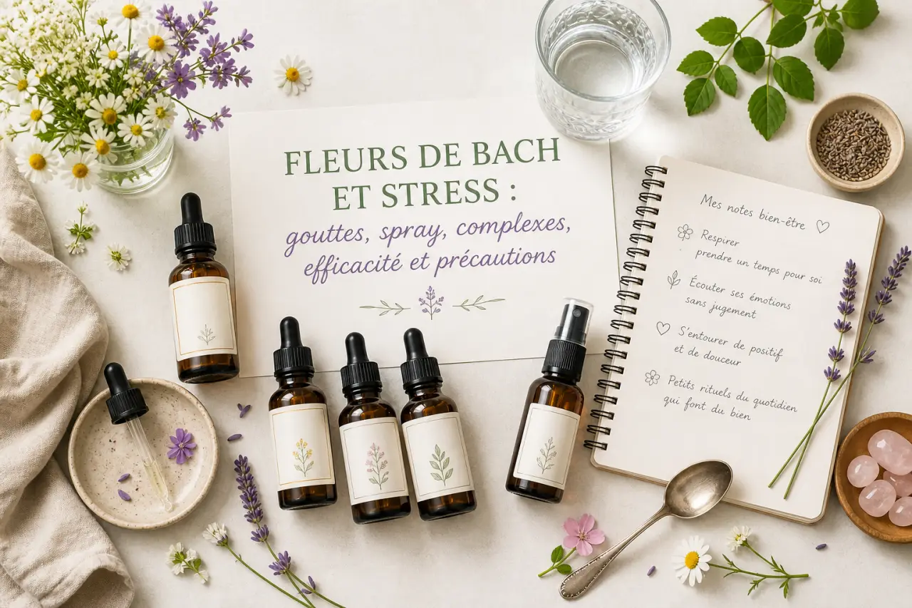 Fleurs de Bach et stress : gouttes, spray, complexes, efficacité et précautions