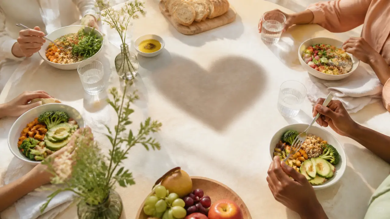 Illustration de l'article sur la faim émotionnelle au repas partagé