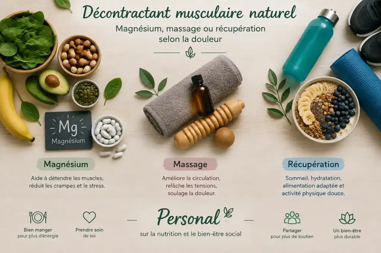 Décontractant musculaire naturel : magnésium, massage ou récupération selon la douleur