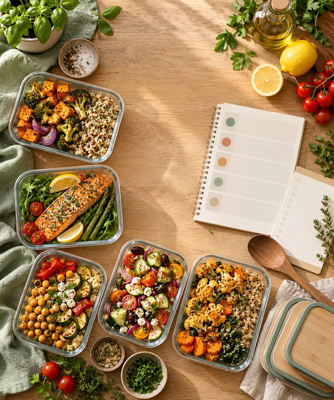 Batch cooking healthy : un PDF gratuit à créer pour 5 dîners sans improviser