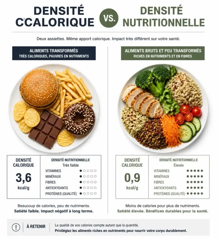 Comparaison entre densité calorique et densité nutritionnelle pour les aliments qui font maigrir