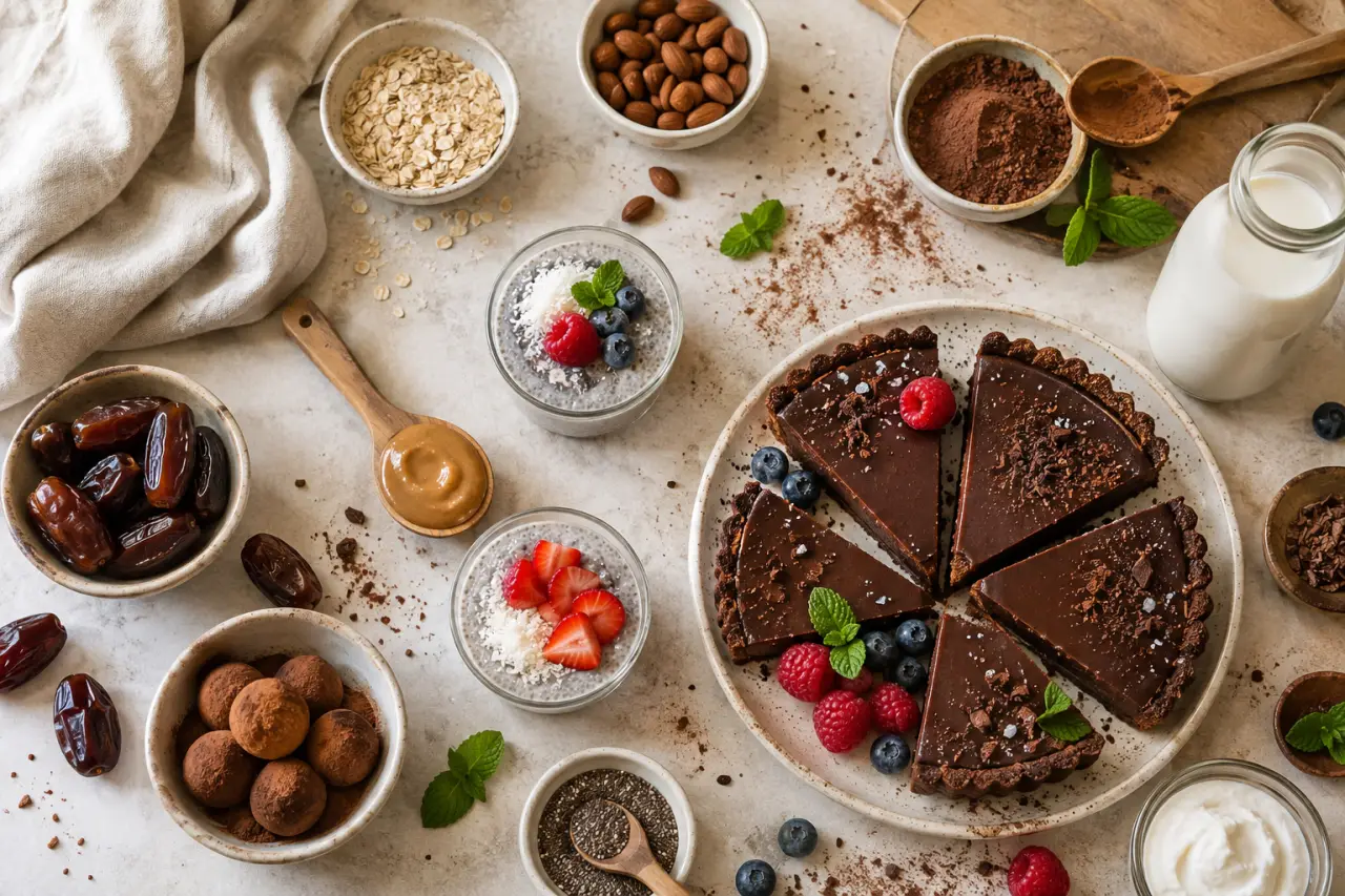 Desserts vegan gourmands : sans cuisson, chocolat et substitutions végétales qui font la différence