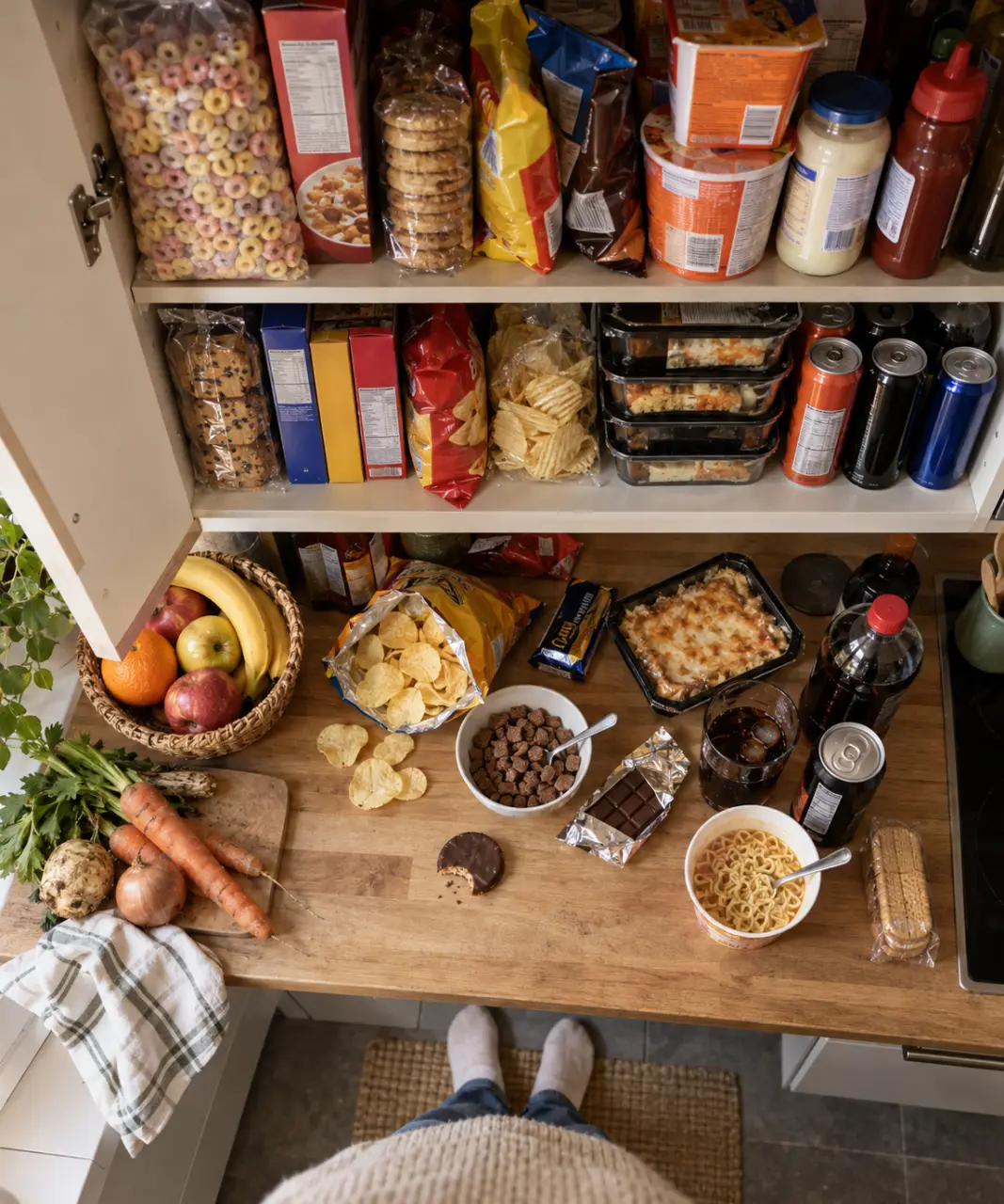 La malbouffe ne se limite pas au fast-food : elle s’installe aussi dans les placards