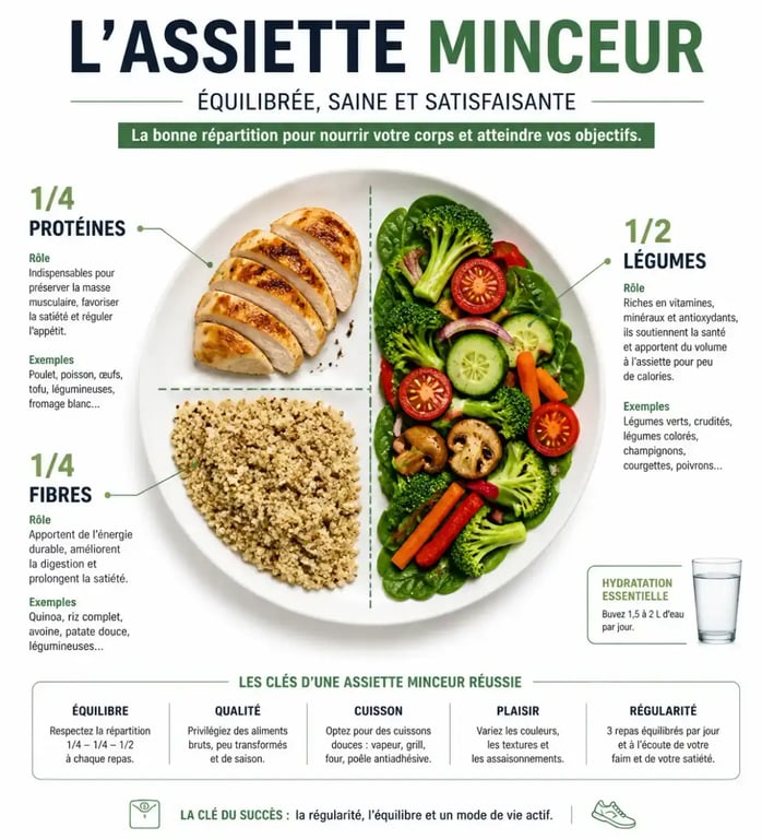Composition d'une assiette minceur pour perdre du poids durablement