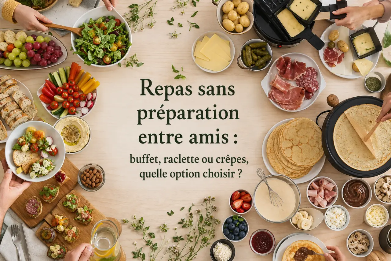 Repas sans préparation entre amis : buffet, raclette ou crêpes, quelle option choisir ?