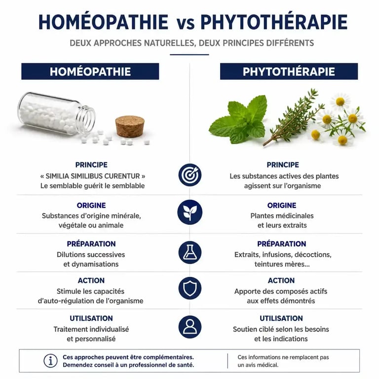 Comparaison entre homéopathie et phytothérapie pour le Passiflora composé et les extraits de plantes