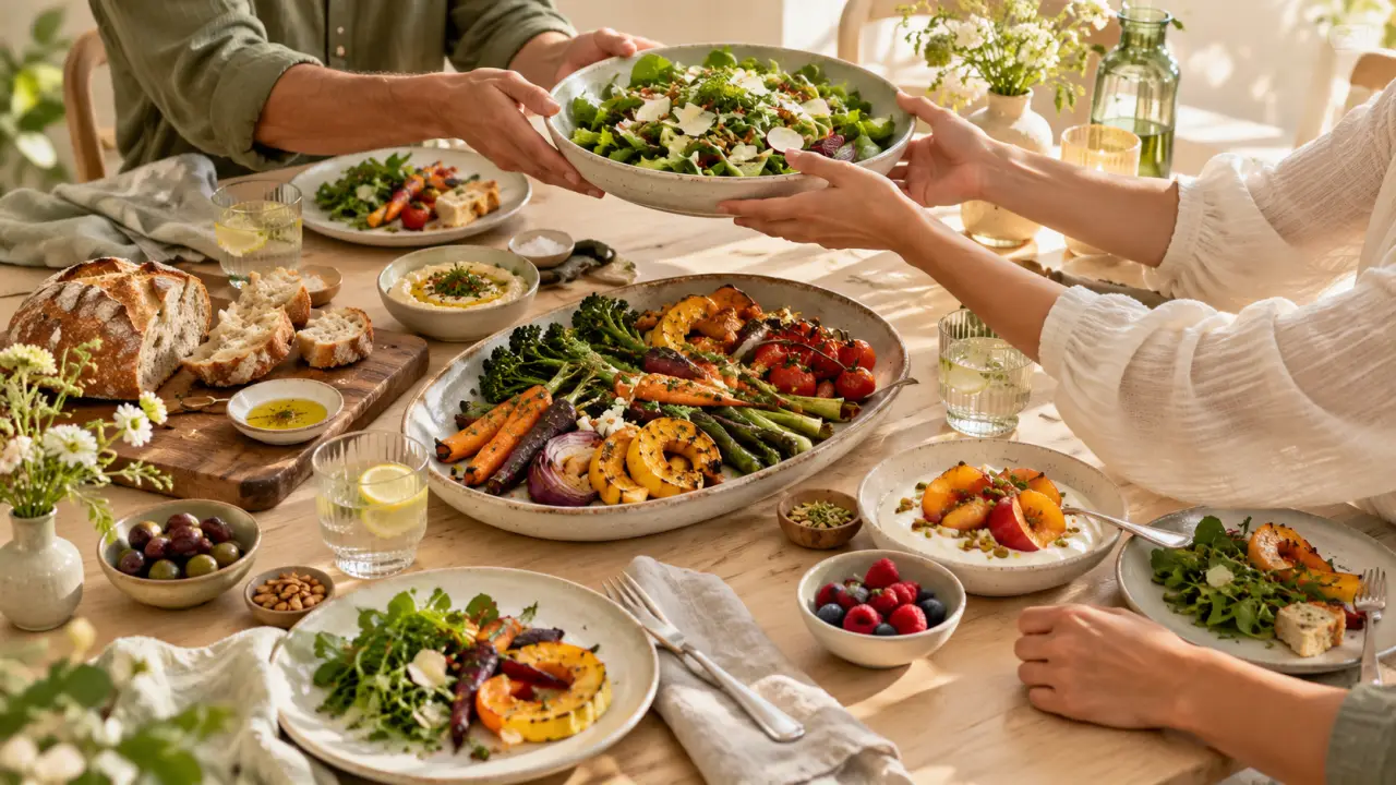 Table conviviale préparée pour un repas partagé et serein